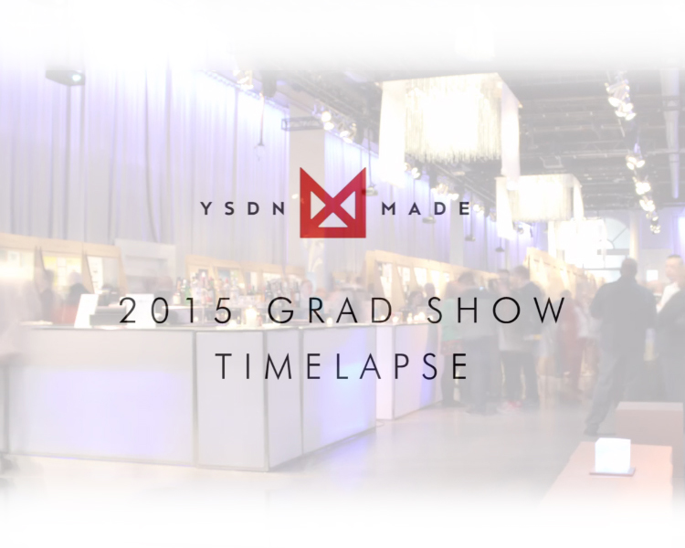 A tradeshow event with a white overlay and the title YSDN Made 2015 Grad Show Timelapes overtop