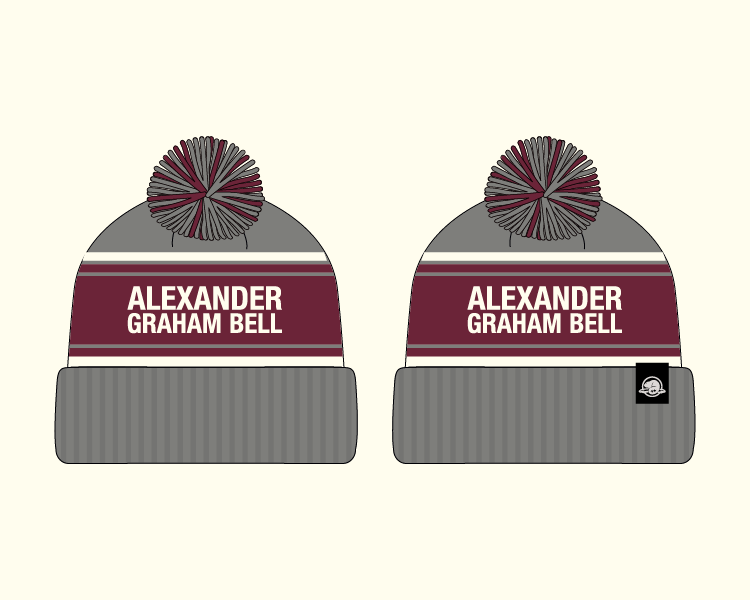 Alexander Graham Bell toque version 1 with a lighter grey along with the burgandy and white stripes