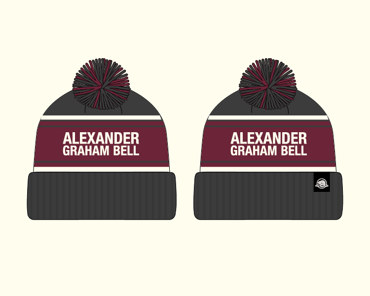 Alexander Graham Bell toque version 2 with grey, burgandy and white stripes