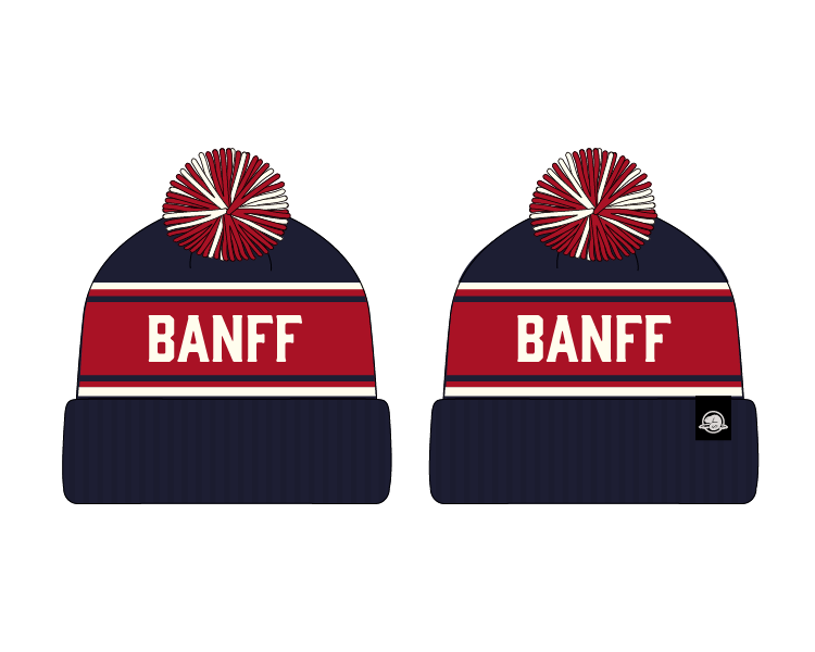 Banff toque version 3 with navy red and white stripes