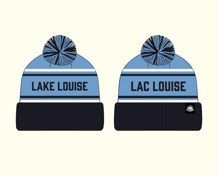 Lake Louise toque version 2 with no grey, only navy white and blue stripes